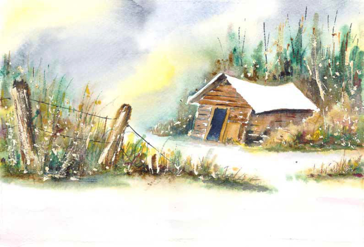 Derelict Cabin Watercolour