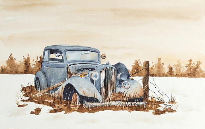 Derelict Car Watercolour