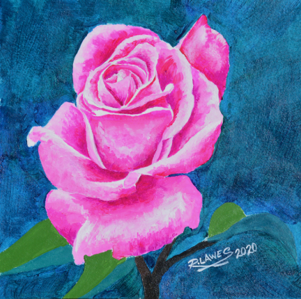 Pink Rose Acrylic on Watercolour Paper