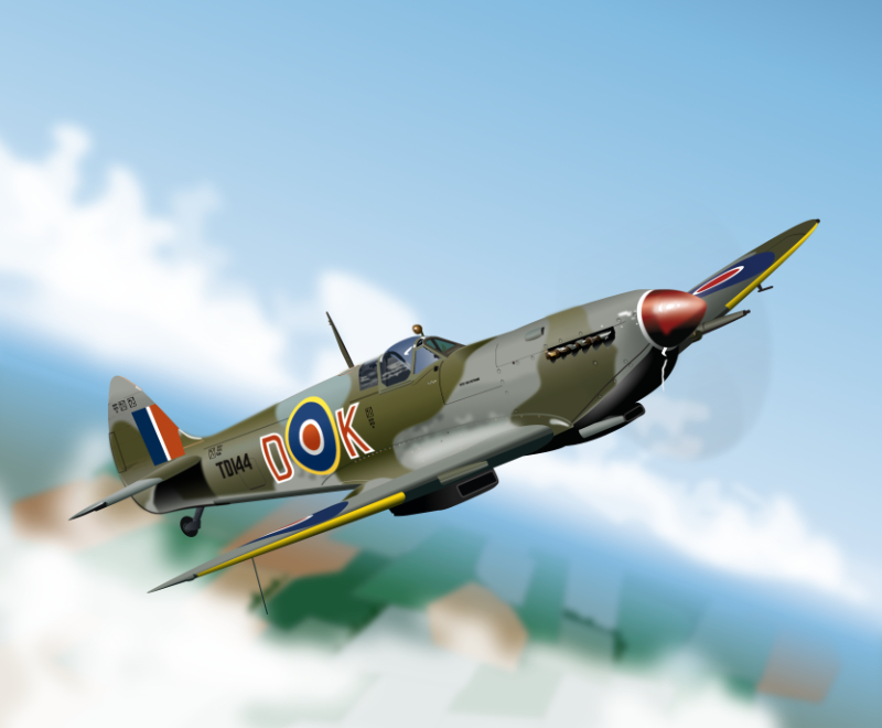 2016. Adobe Illustrator Rendering of a World War II Spitfire warplane.