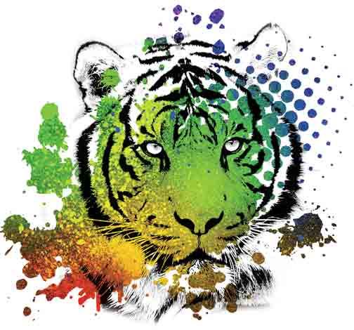2017. Adobe Photoshop illustration of a tiger's face.