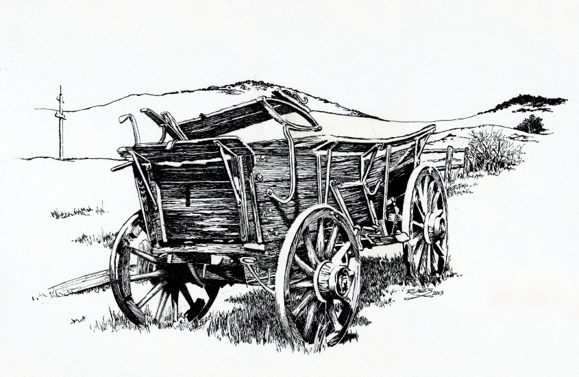 Rustic Wagon Pen And Ink