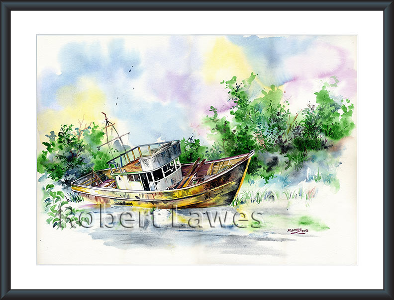 Abandoned Boat Watercolour