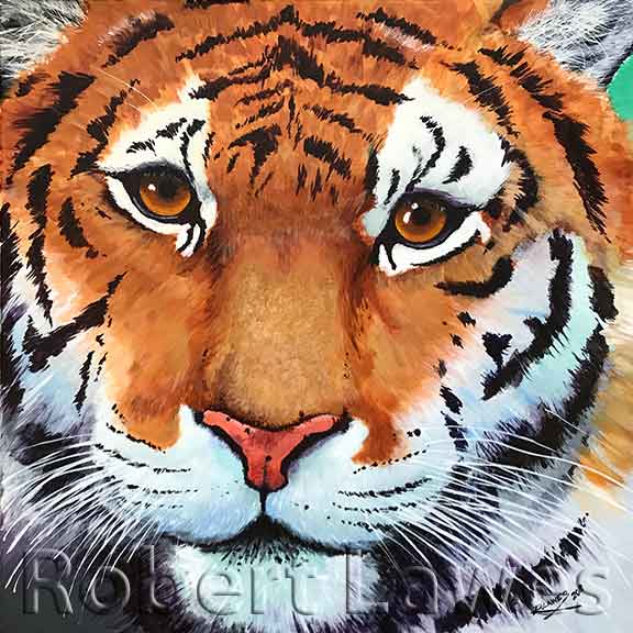 Tiger Face Acrylic Painting
